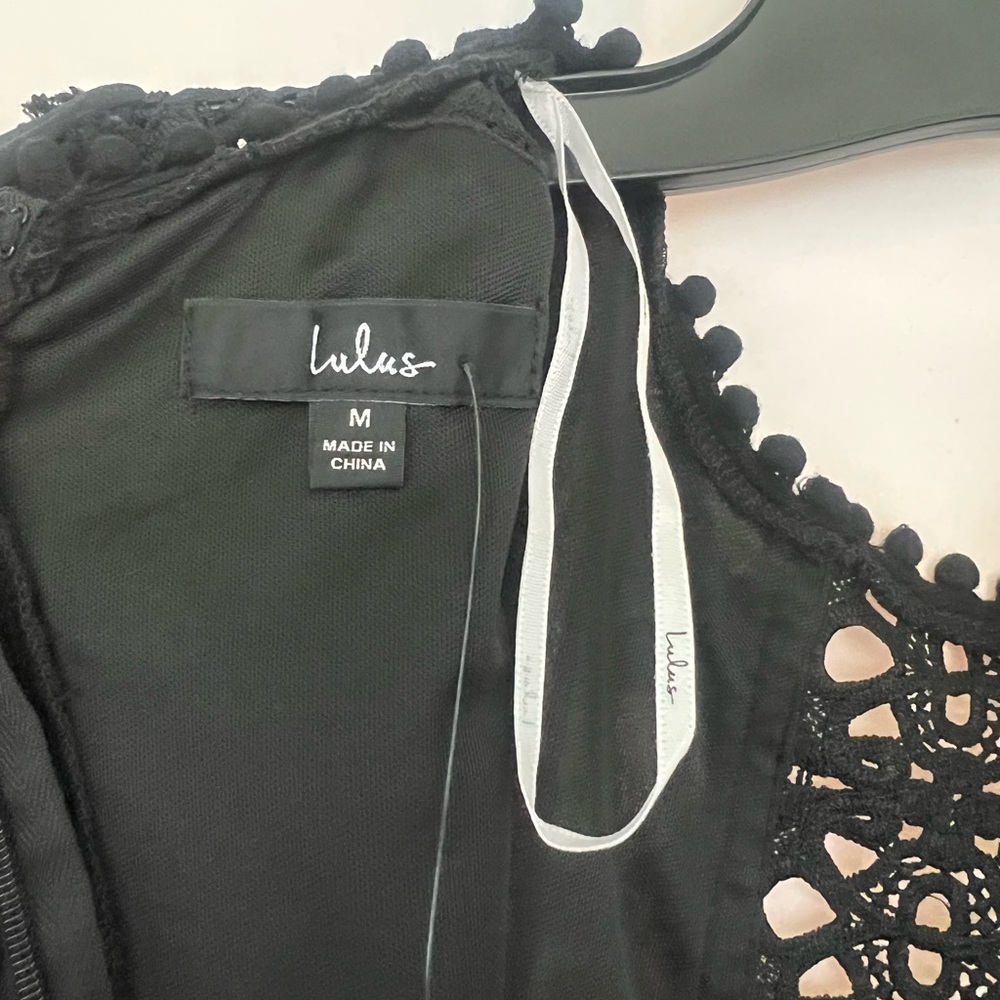 Lulu's Lust or Love Black Embroidered Lace Long Sleeve Dress Women's Size Medium - Picture 10 of 10